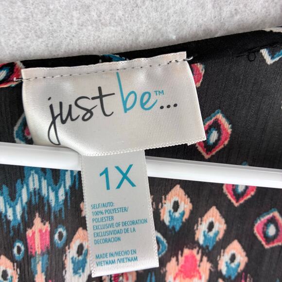 Just Be... Cardigan Shawl Women's 1X Boho Hippi Geometric Motif Multicolor - Picture 3 of 6